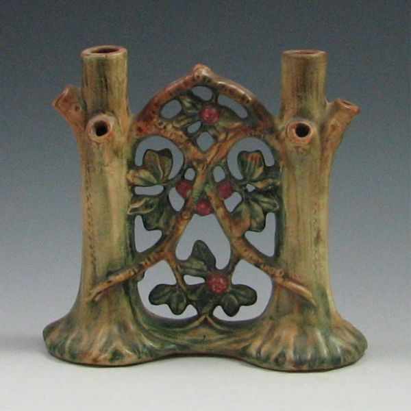 Appraisal: Weller Woodcraft Double Bud Vase marked Weller and hand glazed