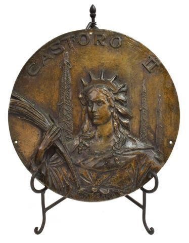 Appraisal: Bronze Saint Barbara plaque with Castoro II text possibly associated