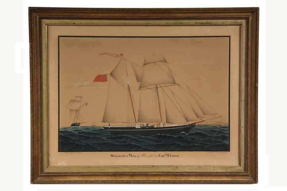 Appraisal: INK W C SHIP'S PORTRAIT - 'Skonnerfen Mail af Allo