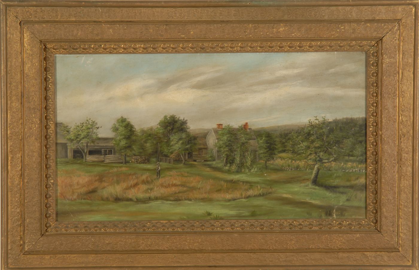 Appraisal: ALBERT S OLSONAmerican - Farm scene with farmhouse and farmyard