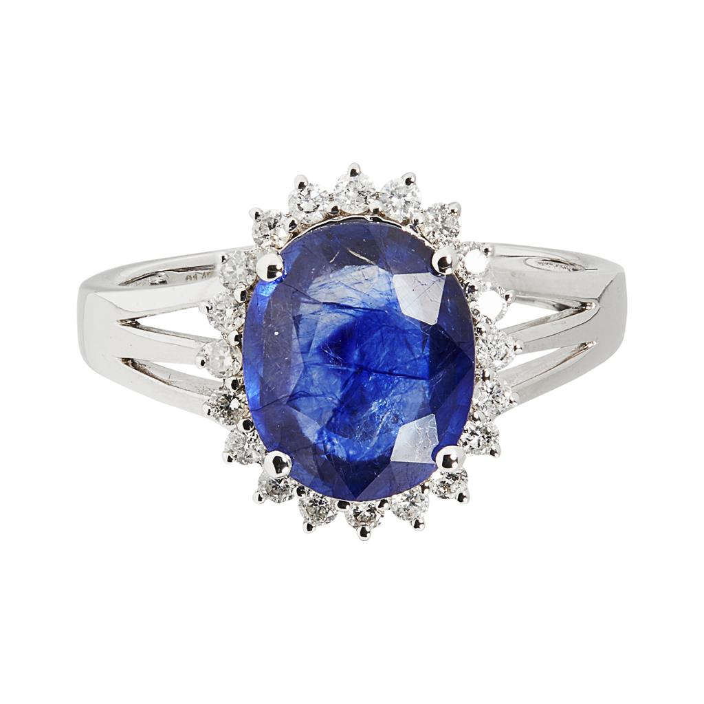 Appraisal: A sapphire and diamond set ring claw set with a