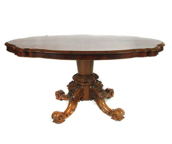 Appraisal: A Victorian figured walnut breakfast table height in width in