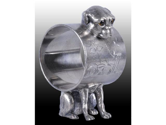 Appraisal: Dog with Glass Eyes Figural Napkin Ring Description Napkin holder