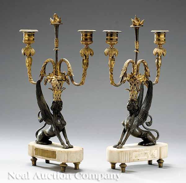 Appraisal: A Pair of Louis XVI Gilt and Patinated Bronze and