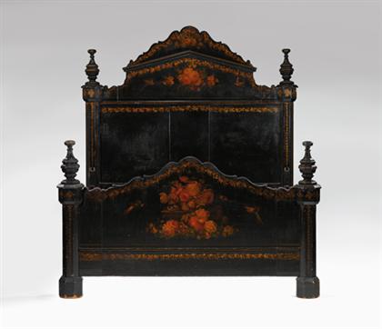 Appraisal: Rococo revival lacquered and paint-decorated bedstead hart and ware co