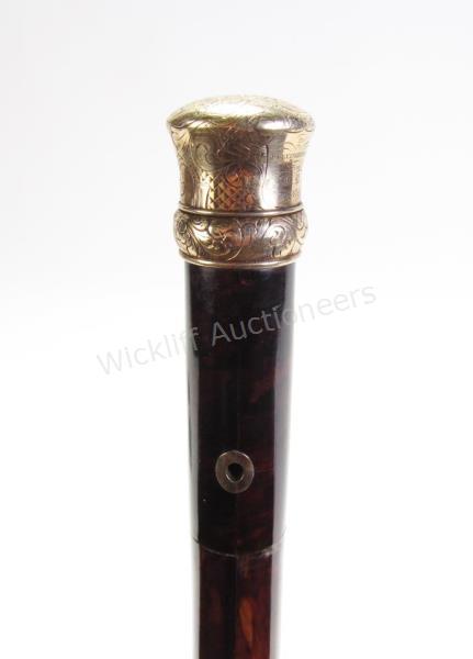 Appraisal: Exquisite walking stick circa crafted of tortoiseshell among the most