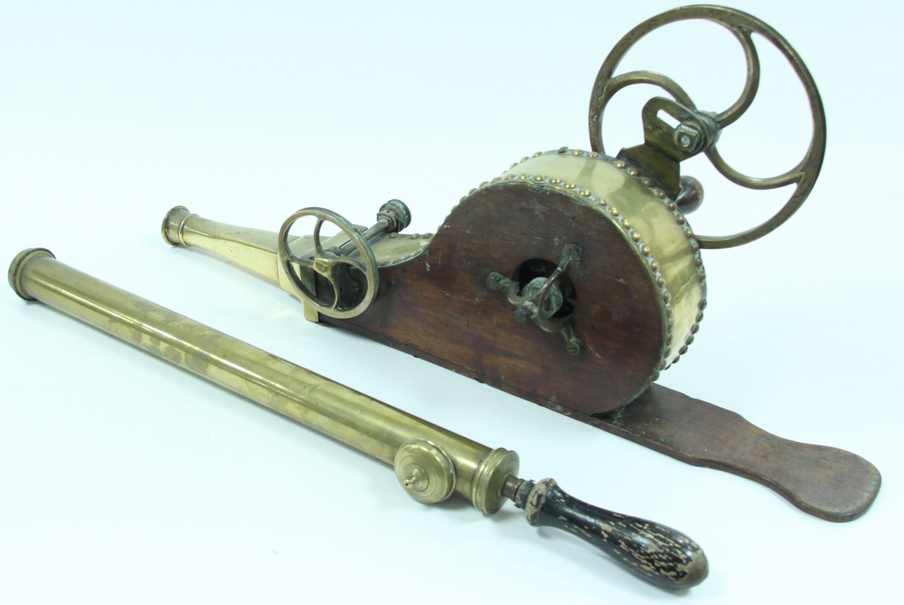 Appraisal: A brass and fruitwood set of mechanical bellows cm long