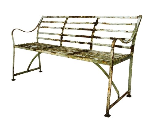 Appraisal: A th century white painted wrought iron garden bench cm