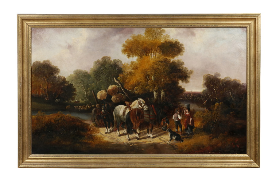 Appraisal: SEARBY WILLIS TH C BRITISH Provincial Colloquial Scene with Wagon