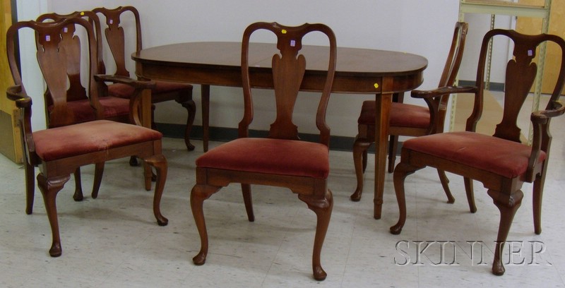 Appraisal: Set of Six Hickory Chair Co Queen Anne Style Walnut