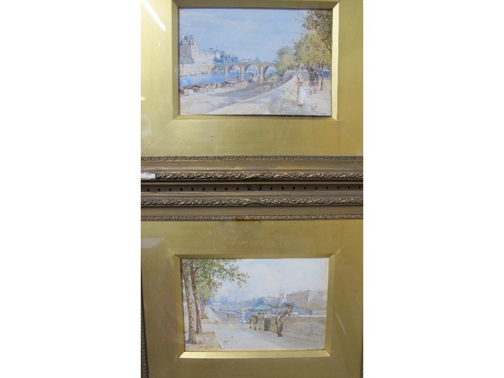 Appraisal: BASIL BRADLEY Pair of watercolours 'Paris from Pont De La