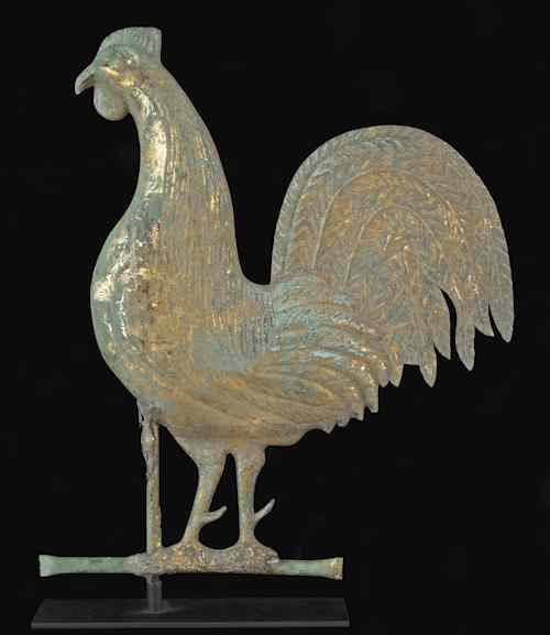 Appraisal: American full-bodied copper gamecock weathervane late th early th c