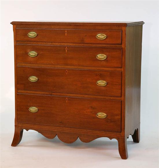 Appraisal: HEPPLEWHITE CHEST OF DRAWERS Ohio or Pennsylvania - walnut and