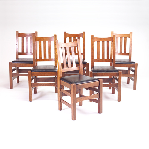 Appraisal: STICKLEY BROTHERS Six dining chairs no with three vertical back