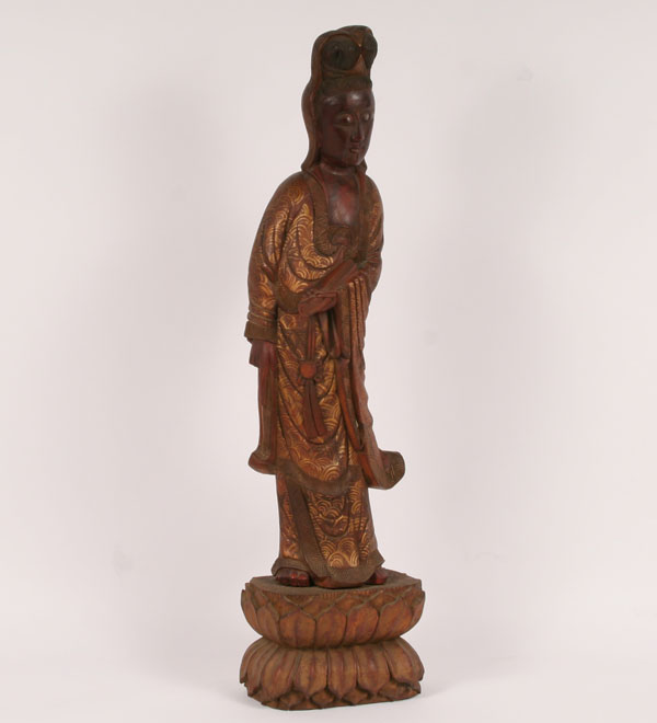 Appraisal: Chinese goddess statue hand carved and painted figure on base