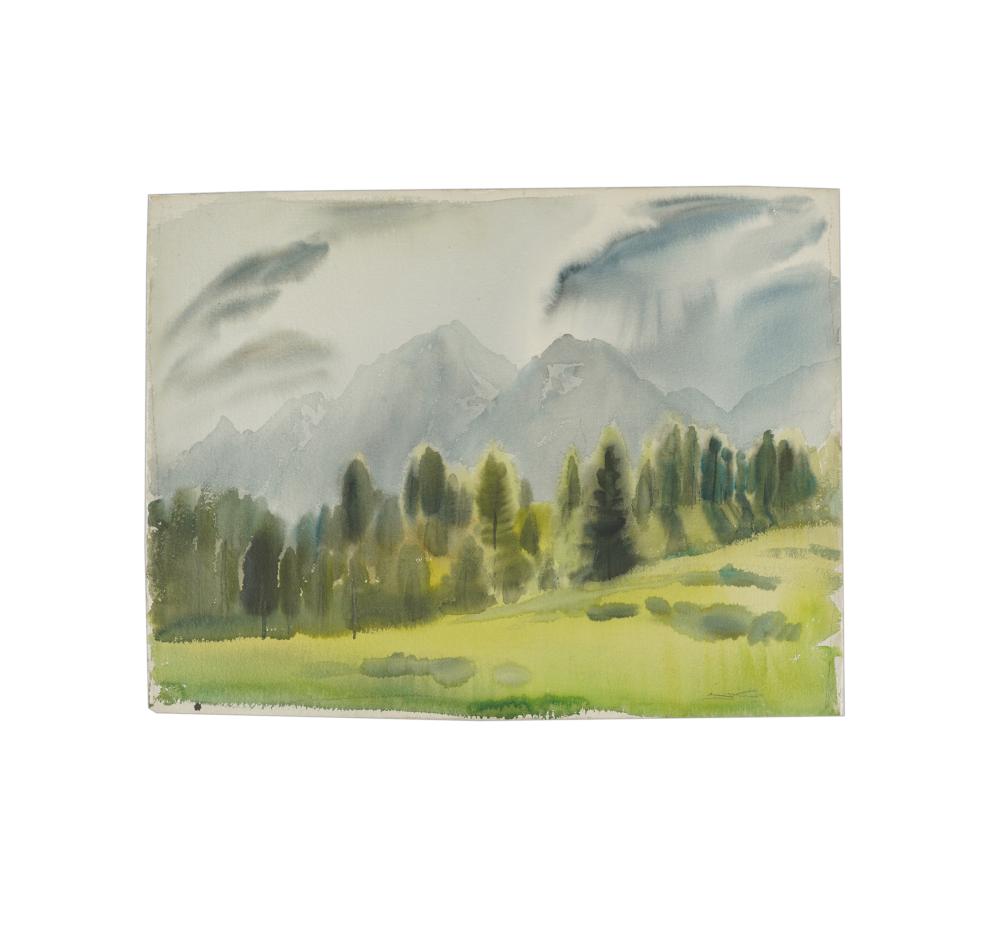 Appraisal: EMIL JEAN KOSA JR - MIST SURROUNDS MTS watercolor signed