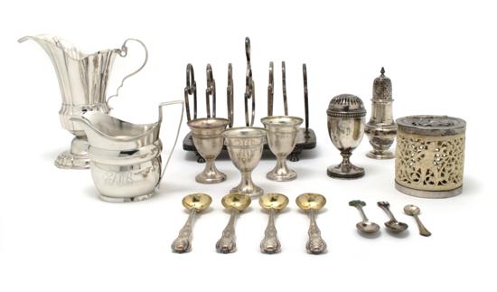 Appraisal: A Group of English Sterling Silver Table Articles Width of