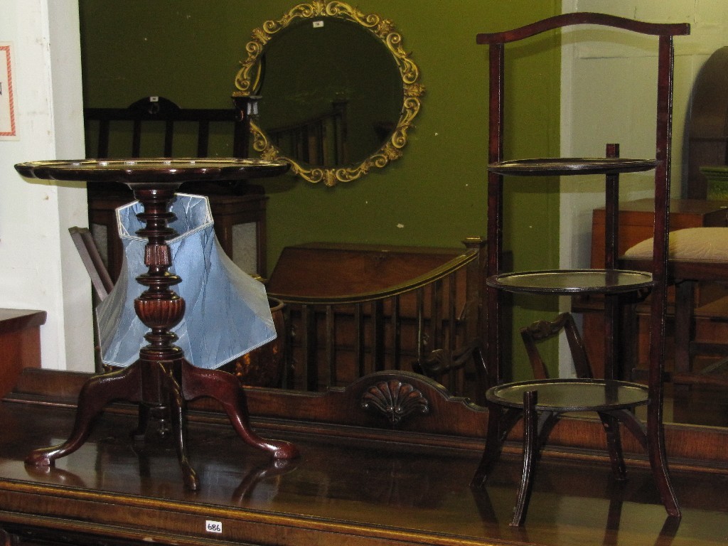 Appraisal: Mahogany occasional table and folding cakestand