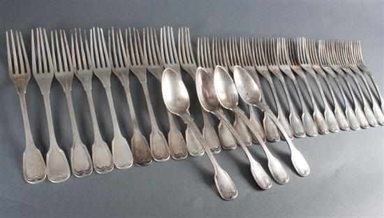 Appraisal: Partial set of American silver flatware in the ''Threaded Fiddle''