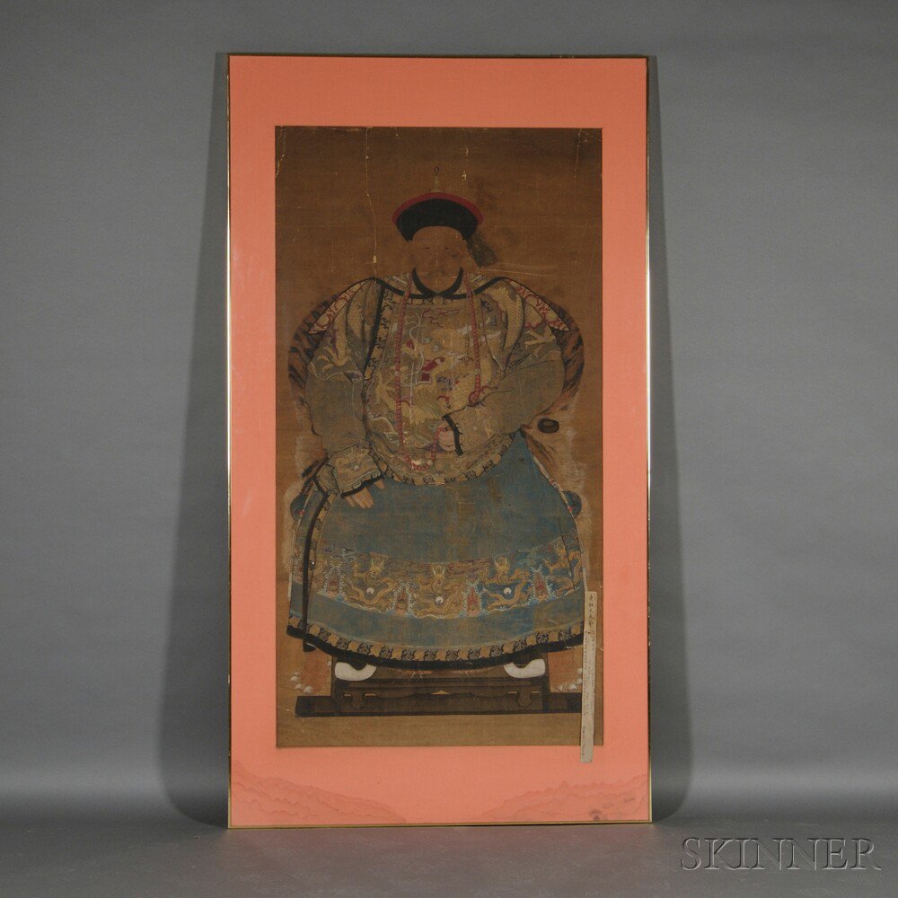 Appraisal: Imperial Portrait China ink and colors on silk seated on