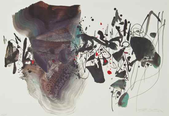 Appraisal: Chu Teh-Chun Zhu Dequn b Composition lithograph printed in colours