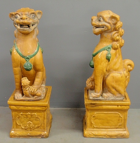 Appraisal: - Large pair of Chinese ceramic two-part Foo dogs with