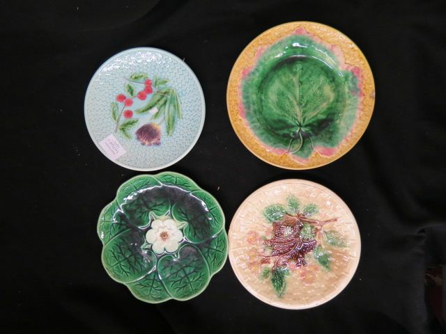 Appraisal: Majolica Pottery Plates Etruscan berry floral water lily to excellent