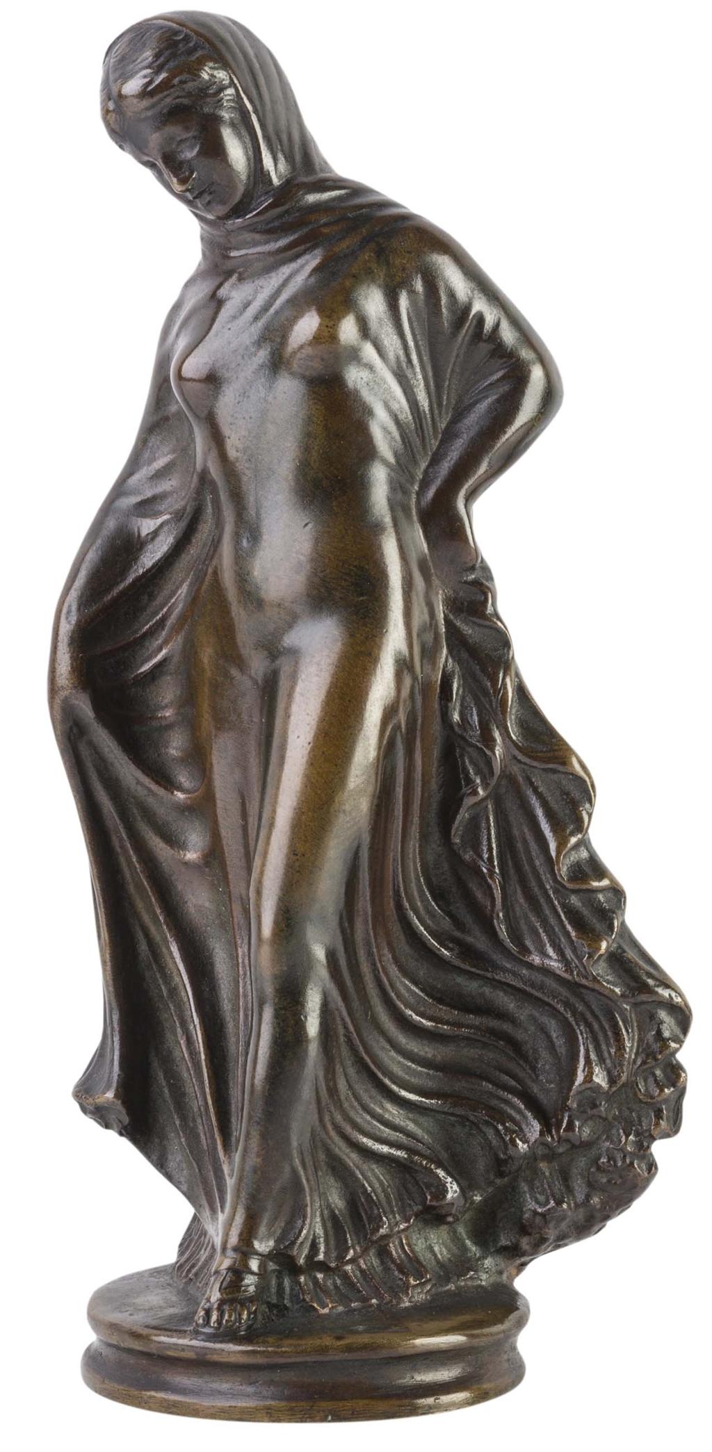 Appraisal: ART DECO PATINATED BRONZE ALLEGORICAL FIGURE CIRCA cast as a