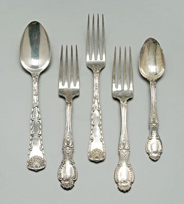 Appraisal: Tiffany sterling flatware pieces Wave marks for - monograms oz