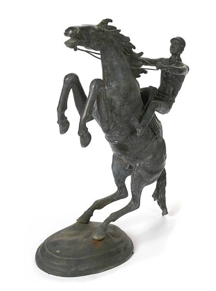 Appraisal: A patinated bronze equestrian group after Paul Gayrard height in