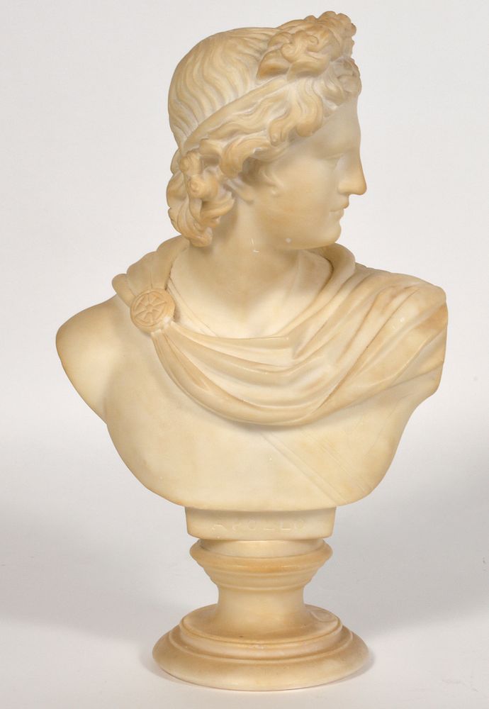 Appraisal: Italian Carved Marble Apollo Sculpture Carved marble figure of Apollo