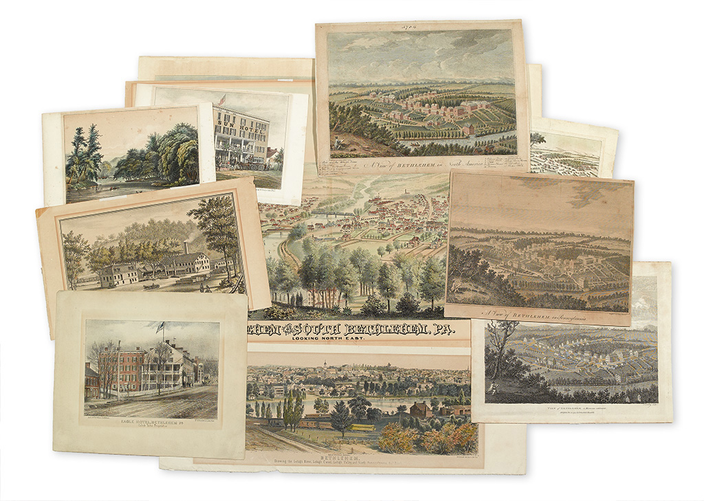 Appraisal: BETHLEHEM PA Group of ten engraved and lithographed views of