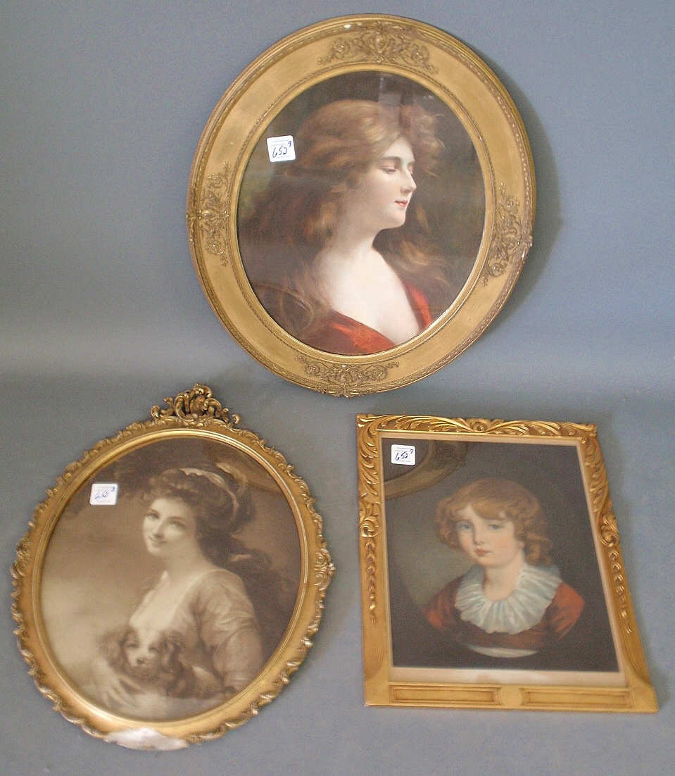 Appraisal: Three oval portrait prints