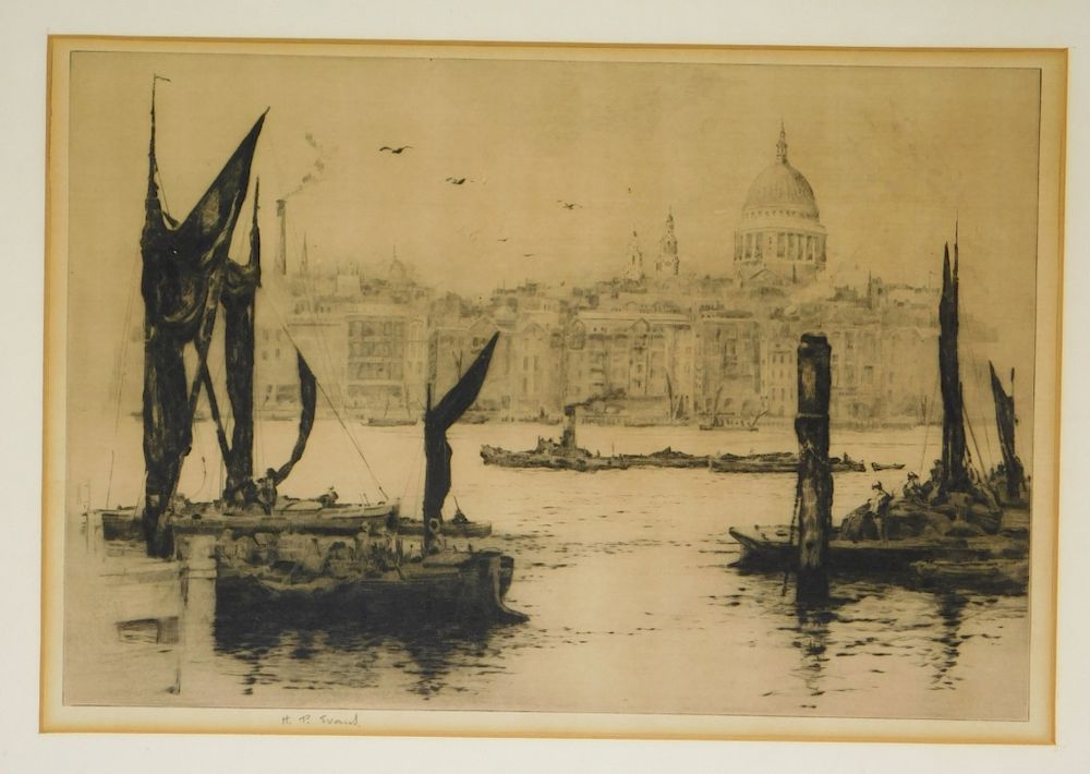 Appraisal: H P Evans St Paul's Cathedral From Thames Etching H