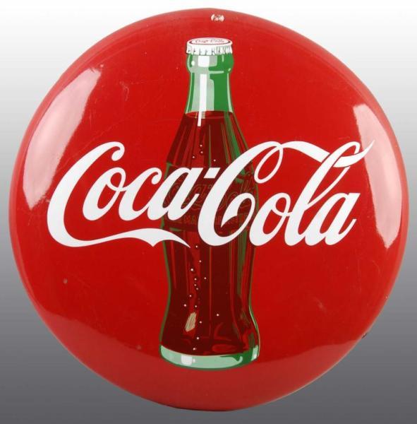 Appraisal: Metal Coca-Cola Button Sign Description Minor paint loss over mounting