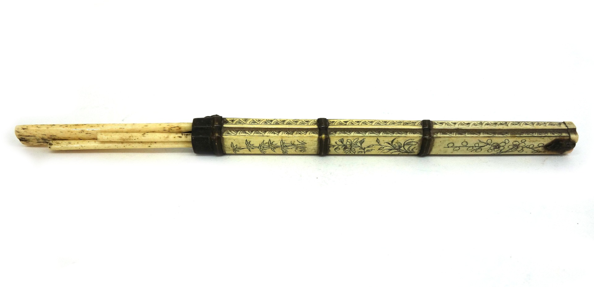 Appraisal: A pair of Japanese bone chop sticks Meiji in gilt