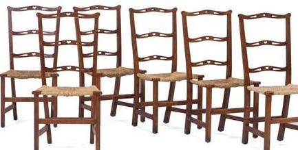 Appraisal: GROUP OF SIX NEW ENGLAND CONTINUOUS ARM WINDSOR CHAIRS Each