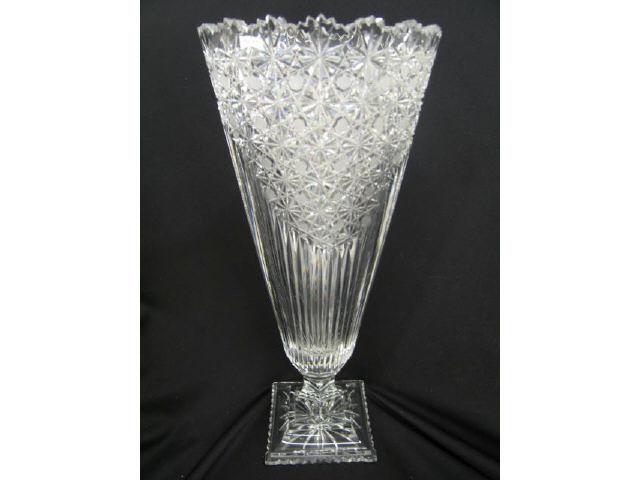 Appraisal: Cut Crystal Tall Vase Russian style top design with ray