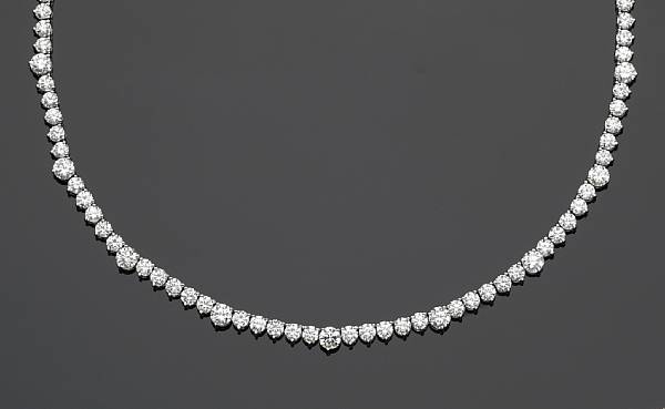 Appraisal: A diamond and eighteen karat white gold necklace of straight