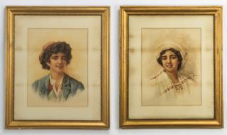 Appraisal: th c Italian mixed media portraits Pair of Italian school