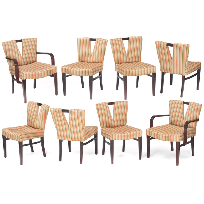 Appraisal: Paul Frankl dining chairs by Johnson Furniture eight v-back forms