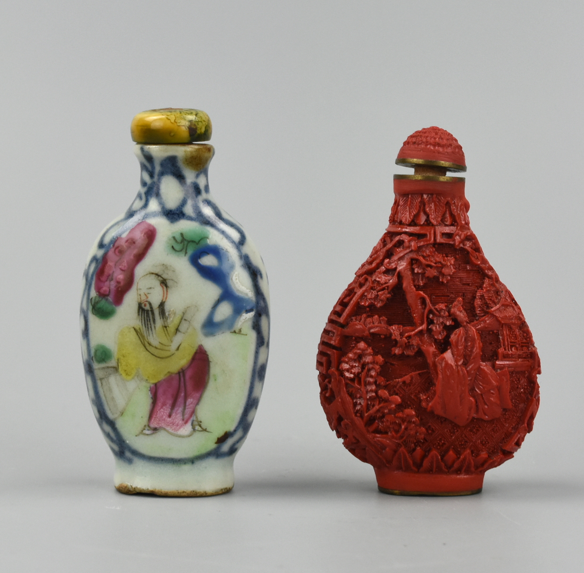 Appraisal: CHINESE SNUFF BOTTLES - TH C Two Chinese snuff bottles