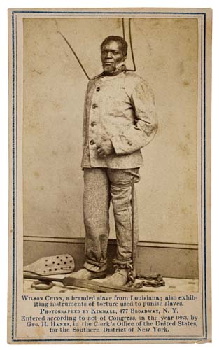 Appraisal: PHOTOGRAPHY Carte-de-visite of Wilson Chinn a branded slave from Louisiana