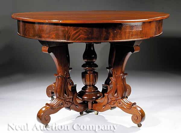 Appraisal: An American Late Classical Mahogany Accordion-Action Extension Dining Table c