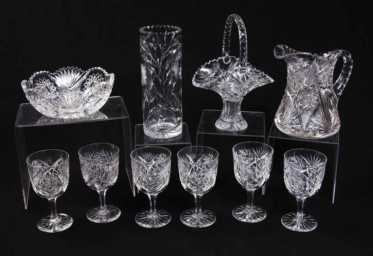 Appraisal: PIECE CUT GLASS COLLECTION An assembled collection to include Pitcher