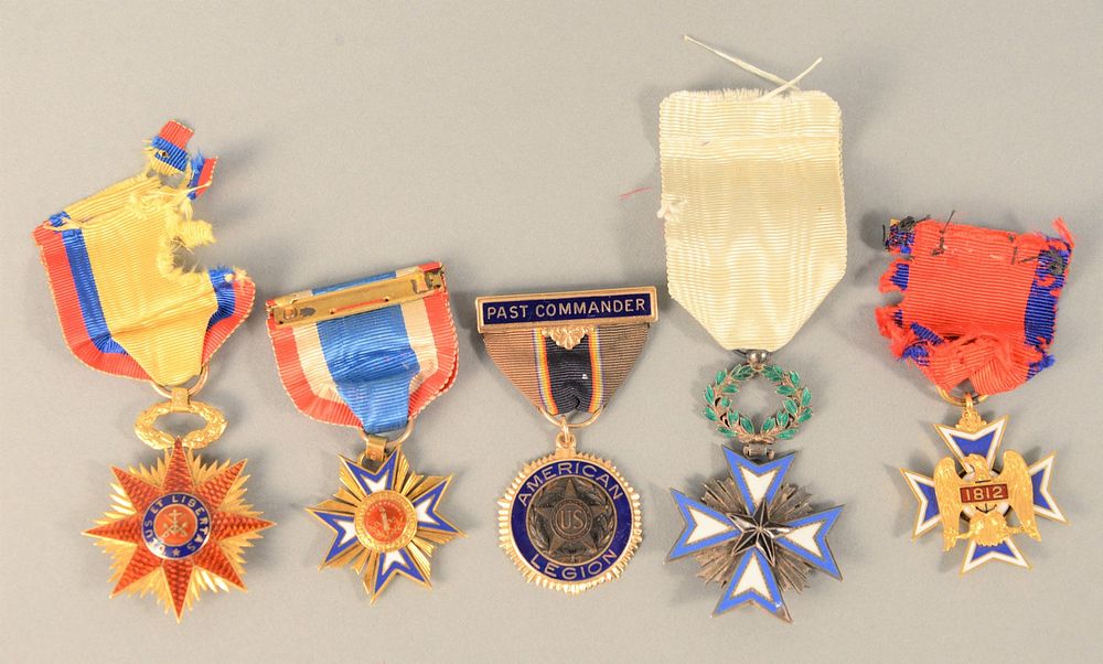 Appraisal: Group of Five Enameled Medals to include K gold American