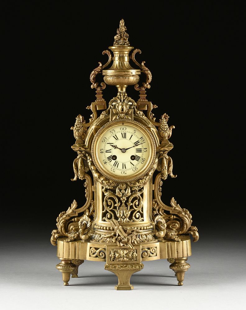 Appraisal: A LOUIS XVI REVIVAL ORNATELY DETAILED GILT BRONZE MANTLE CLOCK