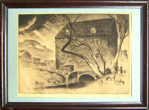 Appraisal: Samuel Gordon Smyth American b engraving titled Hertlers Mill Lancaster