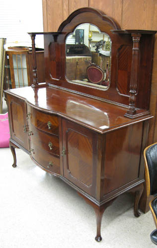 Appraisal: A MAHOGANY QUEEN ANNE REVIVAL SIDEBOARD English early th century