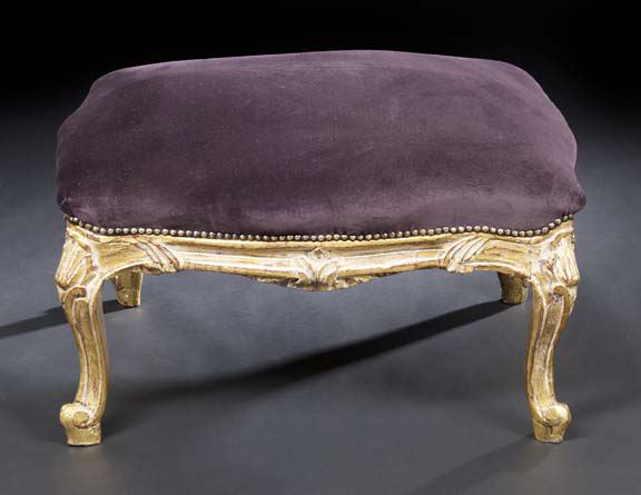 Appraisal: Louis XV-Style Giltwood Stool late th century the shaped padded